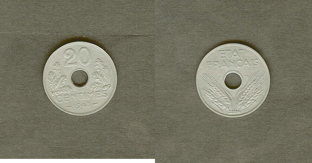 20 centimes État français, légère 1943 FDC